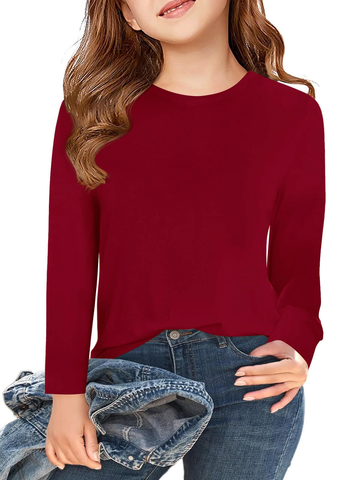 Haloumoning Girls Long Sleeve T Shirts Kids Fall Tops 5-14 Years