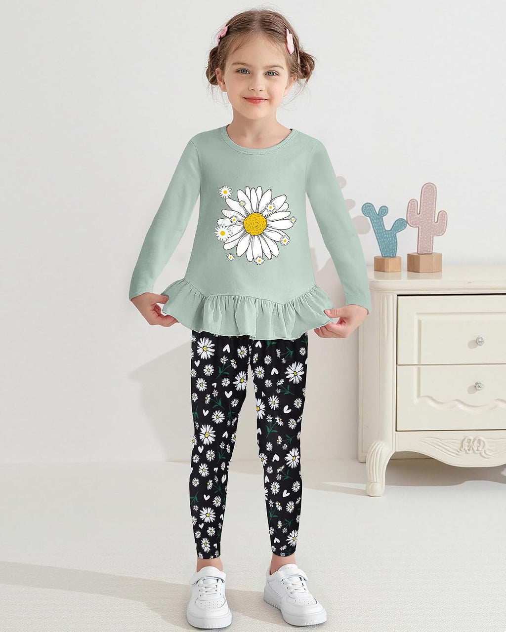 CARETOO Girls' clothing sets Fall Long Sleeve Top Pants Set Size 2-10