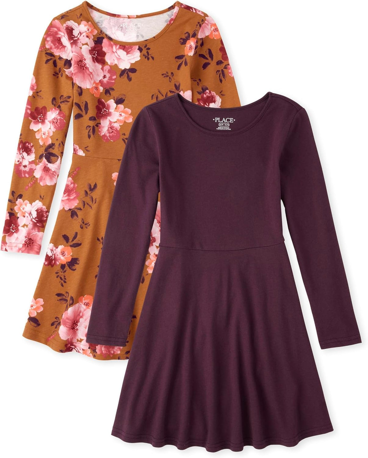 The Children's Place Girls Printed Skater Dress, Long Sleeve