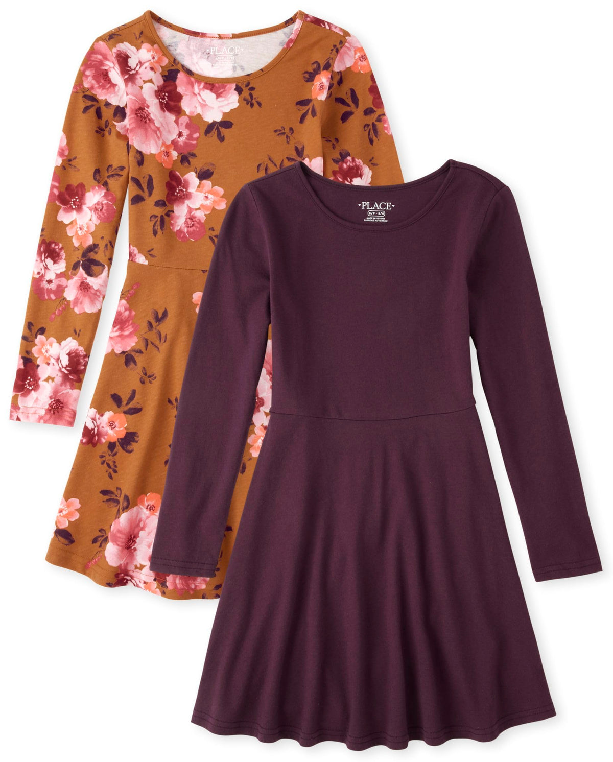 The Children's Place Girls Printed Skater Dress, Long Sleeve