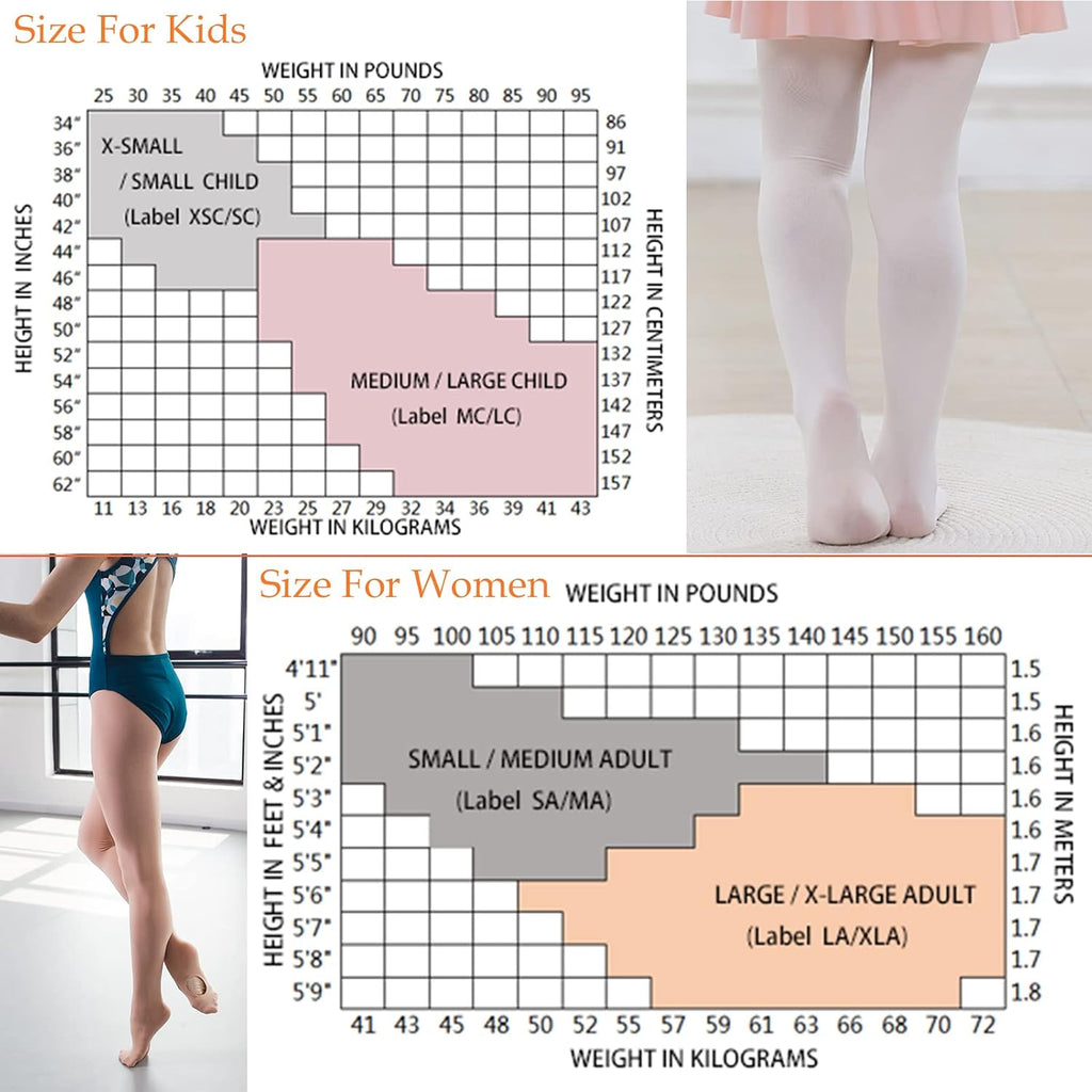 DANCEYOU Girls Ballet Tights Women Dance Stockings Skin Tone Convertible
