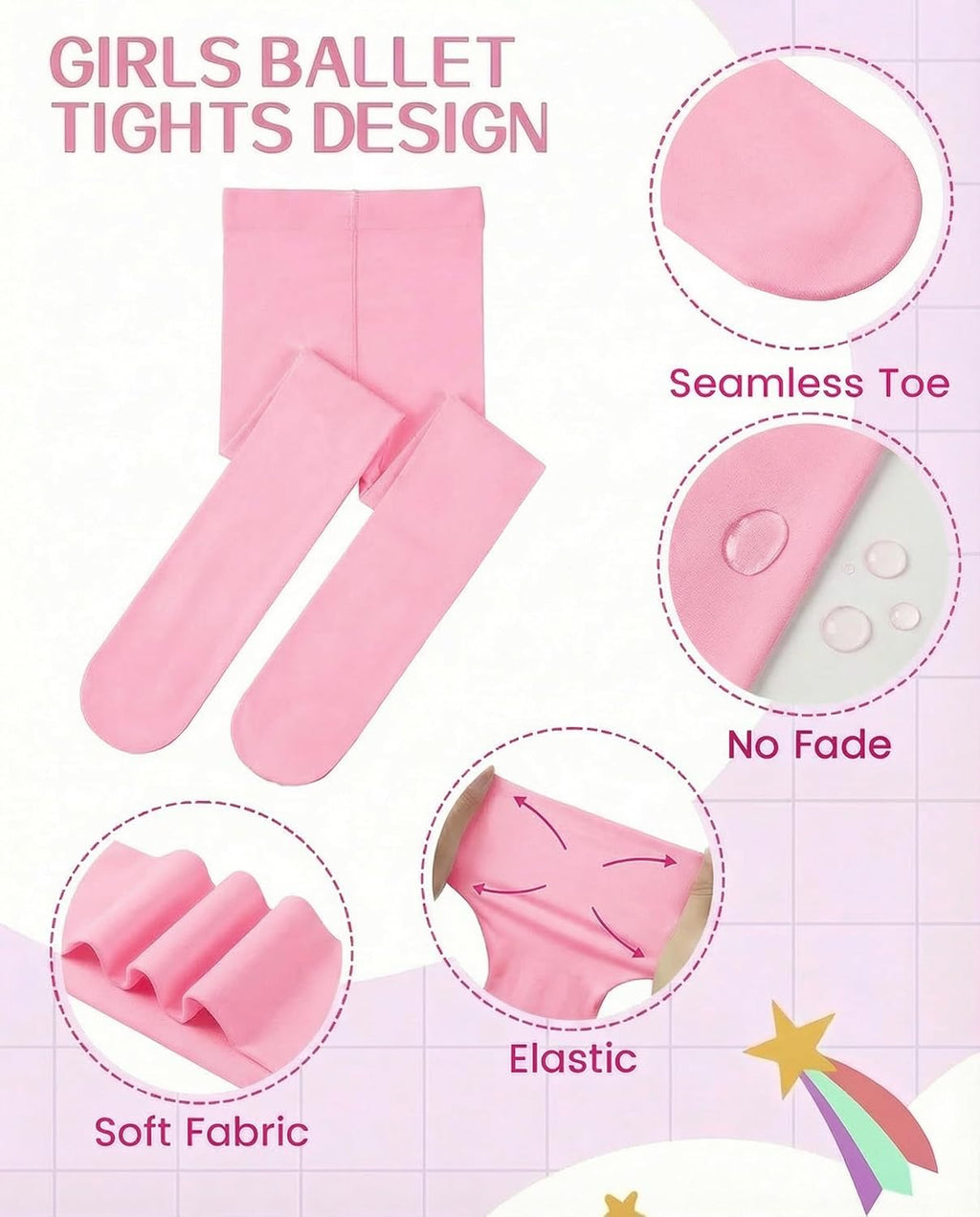leg elegant Ballet Footed Dance Tights for Toddler and Kids Girls 50D