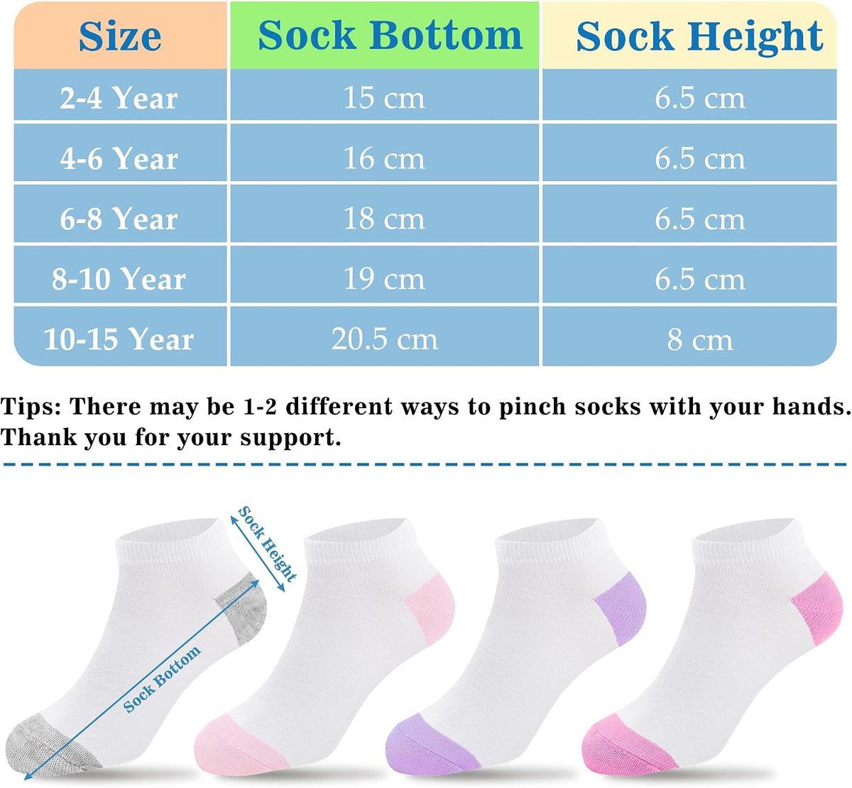 Duufin Girls Socks 12 Pairs Low Cut Ankle Socks for Girls 4-15 Years Old