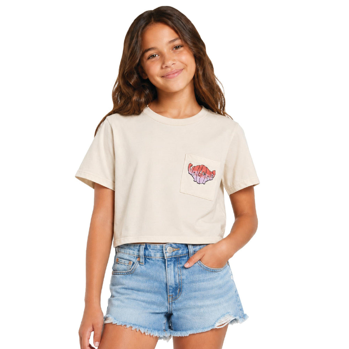 Volcom Girls Crewneck Graphic Tee, Short Sleeve Casual Top
