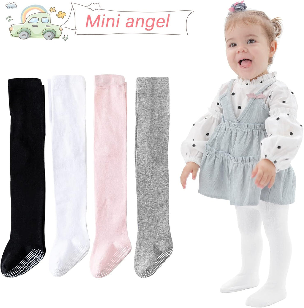 Baby Tights Non Slip Baby Girl Tights Plain/Shoe-Look Leggings Seamless Pantyhose Warm Cotton Leggings Non-Skid