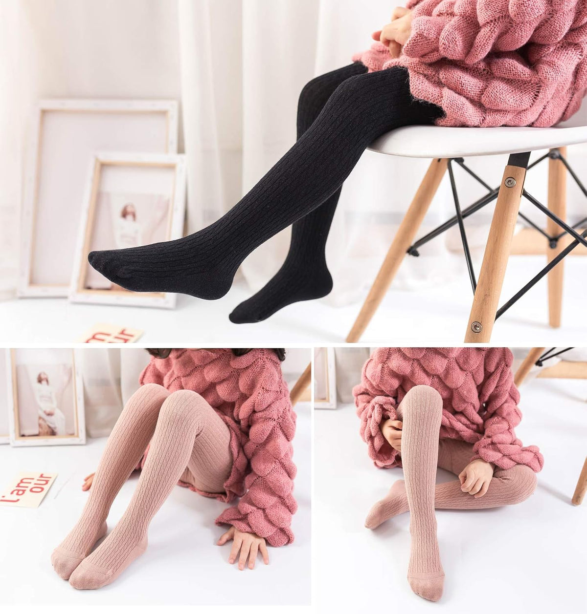 EPEIUS Baby Girl Tights Thick Cable Knit Leggings Seamless Cotton Toddler Girls Stockings School Tights for 2T-12 Years