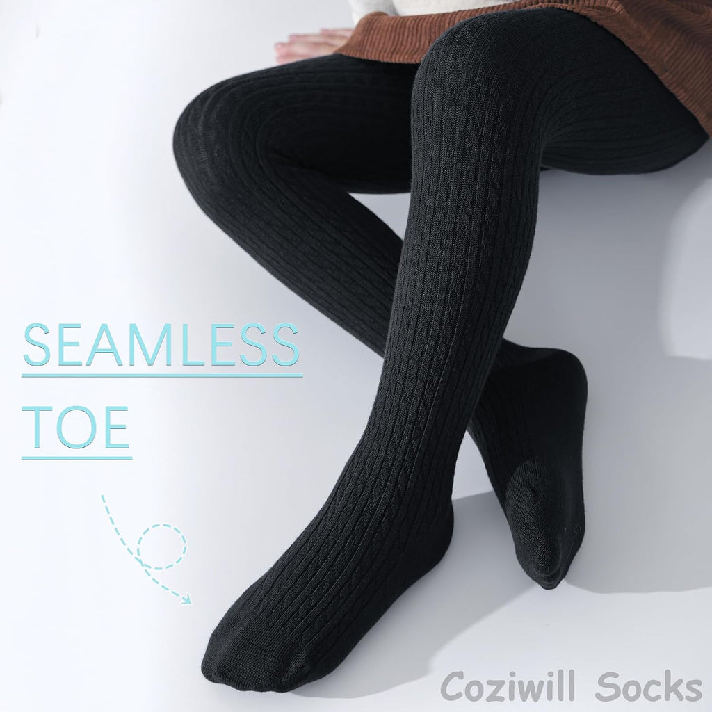 Girls Tights Seamless Toddler Stockings Cable Knit School Leggings 2-12T
