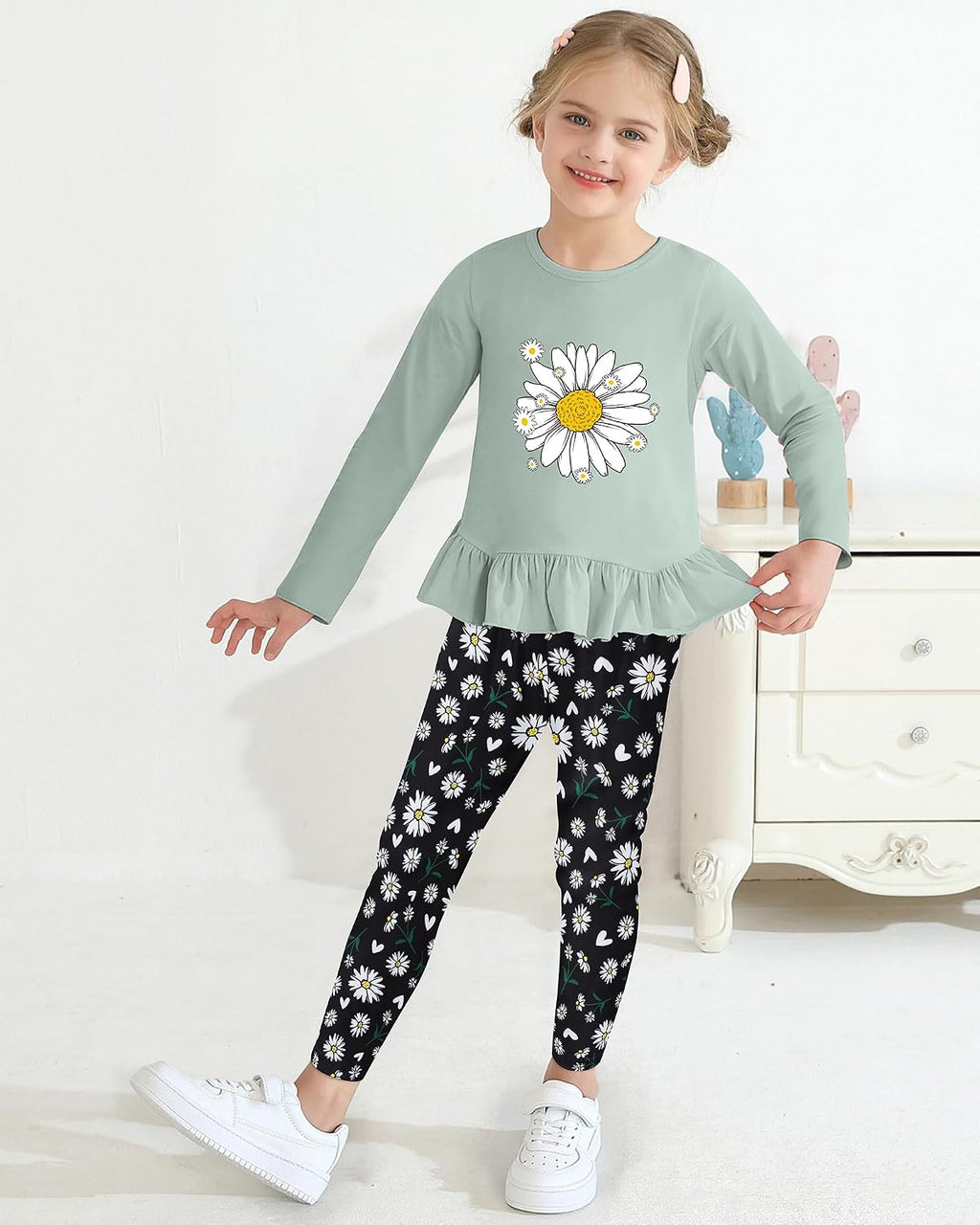 CARETOO Girls' clothing sets Fall Long Sleeve Top Pants Set Size 2-10