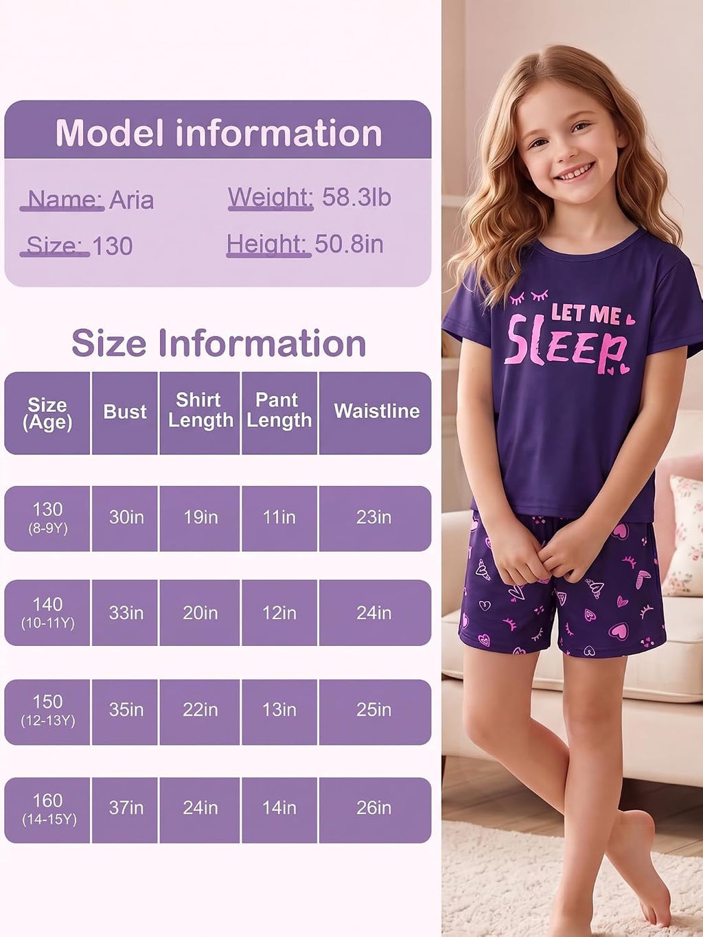 ICOSY Girls Pajamas Set, Soft and Stretchy Sleepwear for Kids 4-15Y