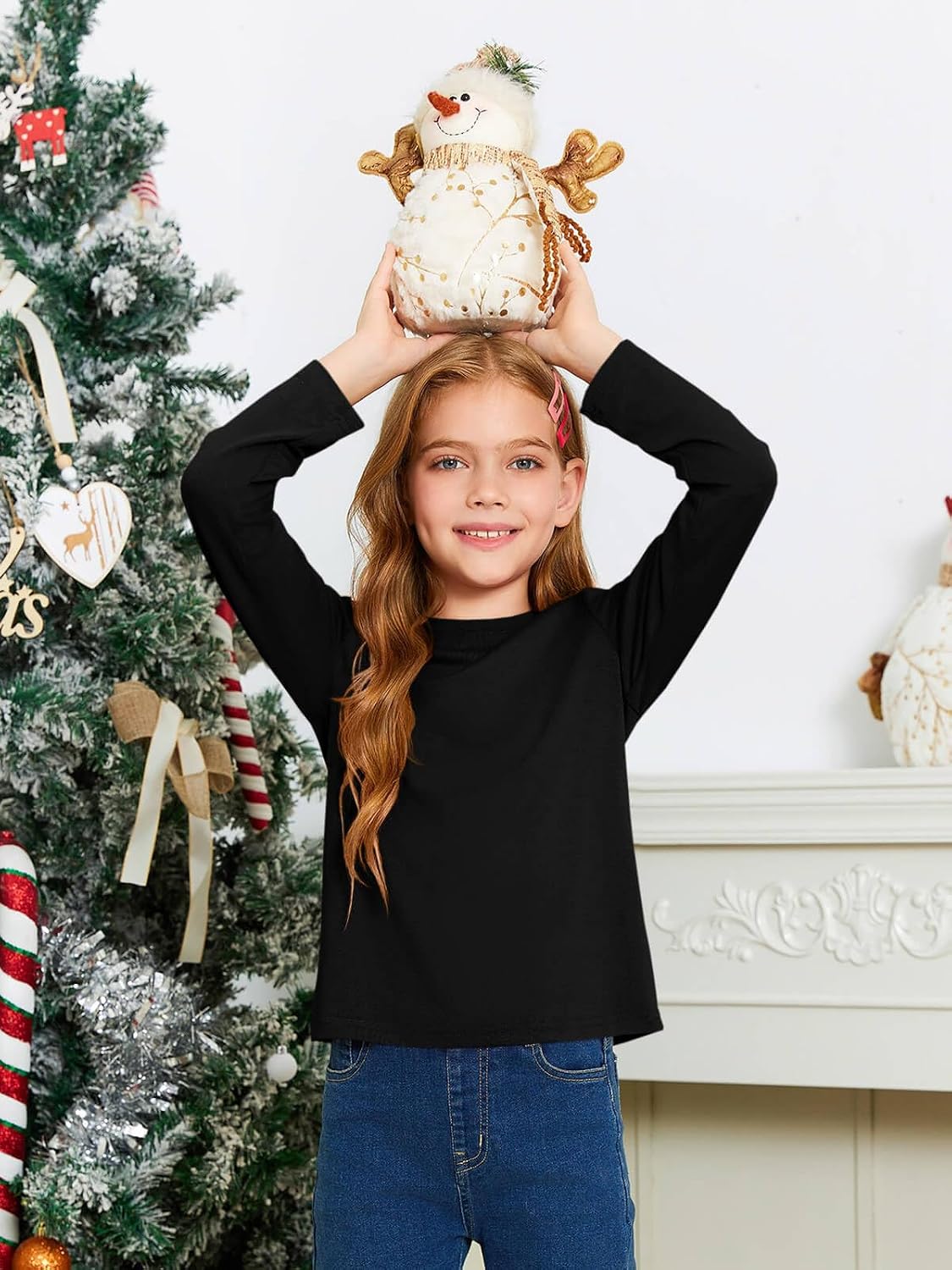 Haloumoning Girls Long Sleeve T Shirts Kids Fall Tops 5-14 Years