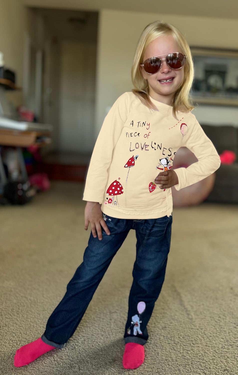 Toddler Girl Clothes Baby Girl Long Sleeve Top + Jeans Pants with Pockets