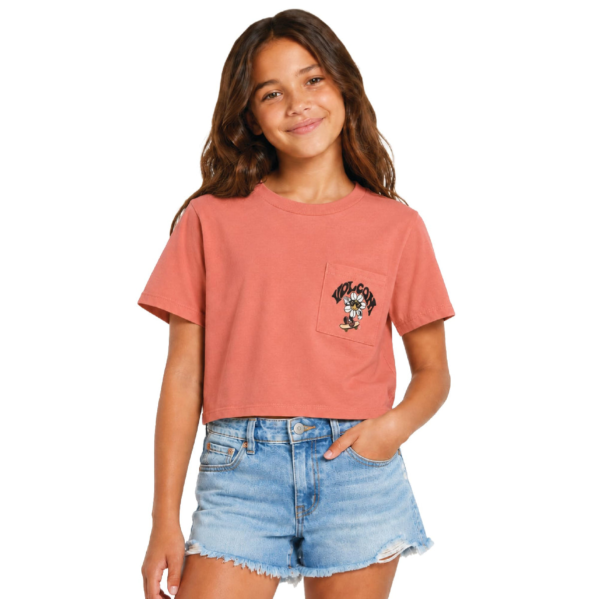 Volcom Girls Crewneck Graphic Tee, Short Sleeve Casual Top