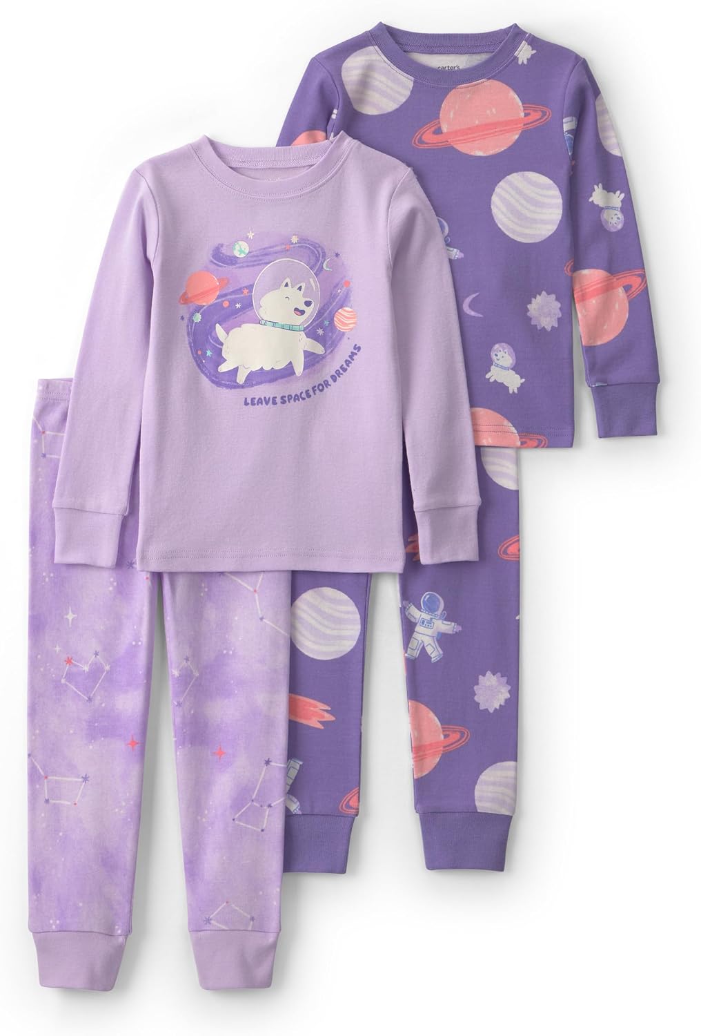 Carter's Girls' 4-piece Tight Fit Cotton Pajama Set