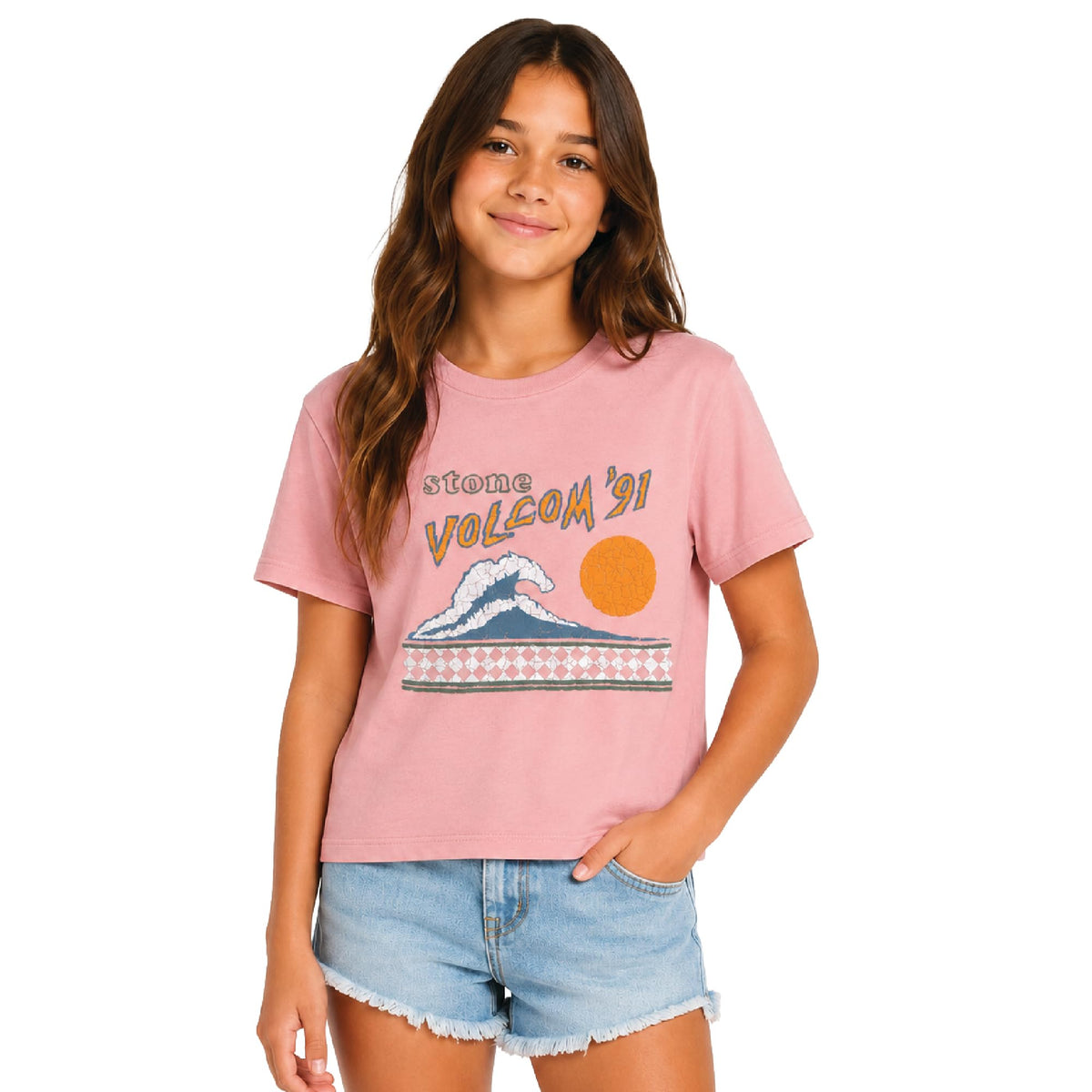 Volcom Girls Crewneck Graphic Tee, Short Sleeve Casual Top