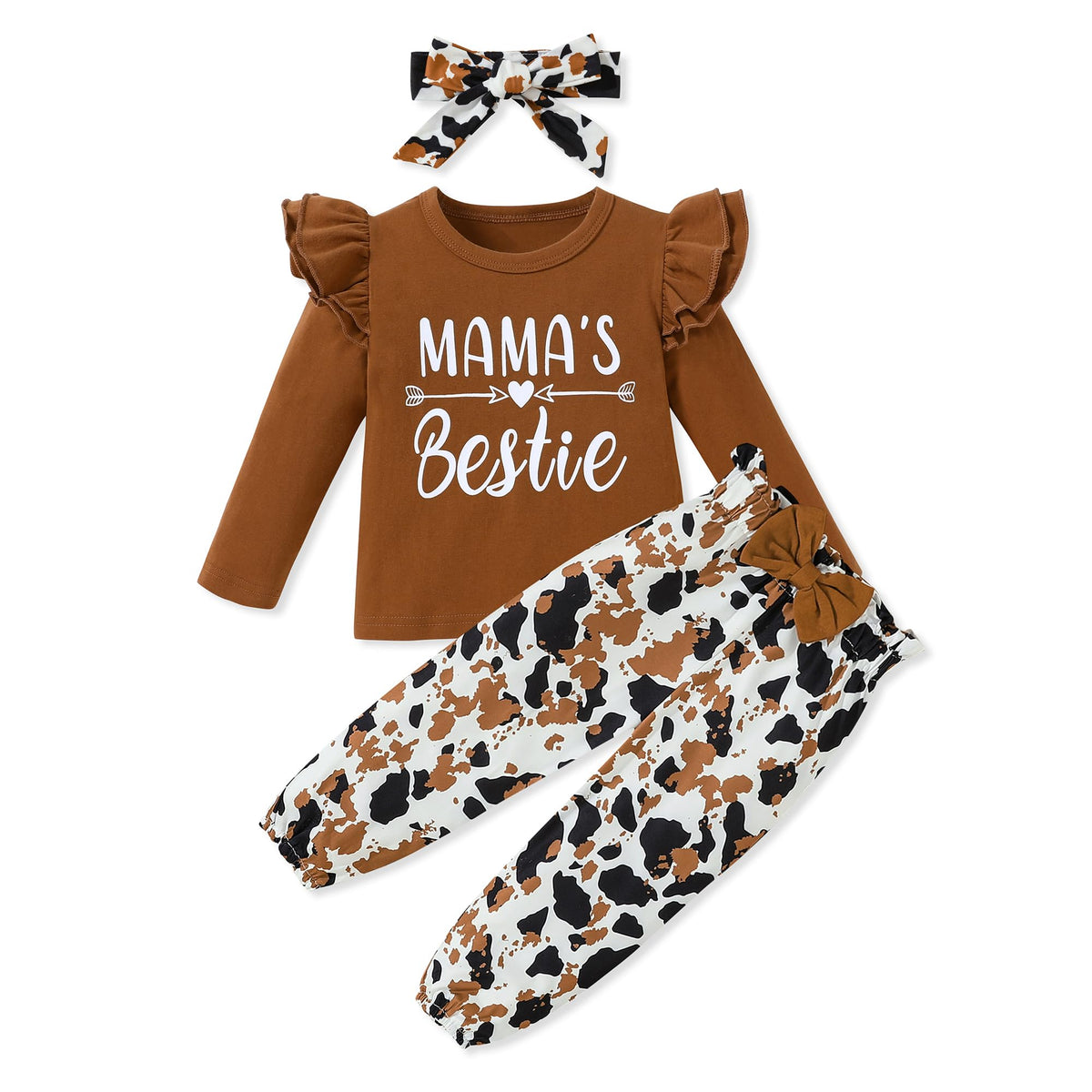 SANMIO Toddler Girl Clothes Cute Ruffle Sleeve Shirt Floral Pants Headband