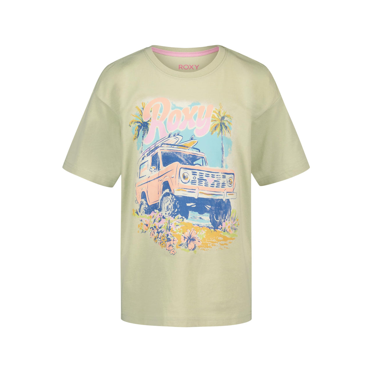Roxy Girls' Short Sleeve Oversized Fit Logo Tee, Crew Neck Graphic T-Shirt, Soft & Comfortable