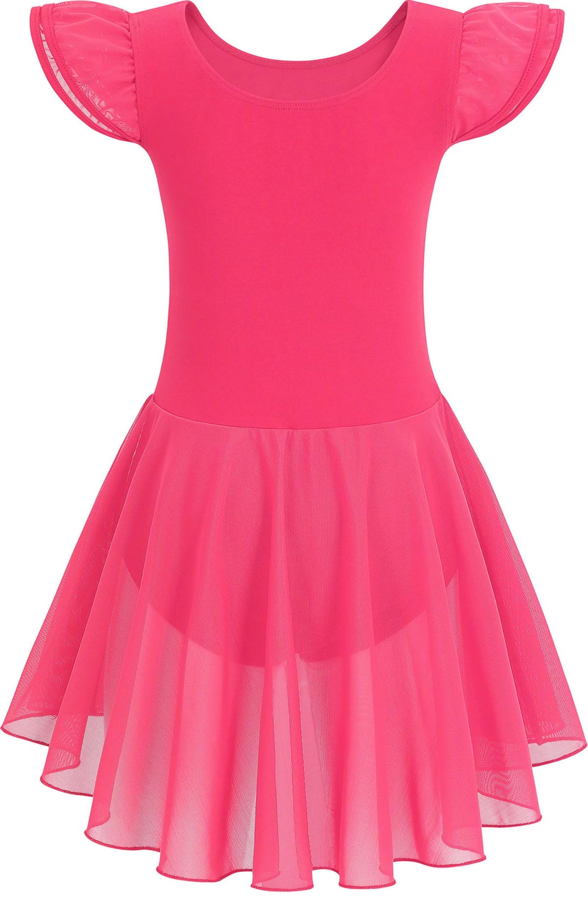 MdnMd Ballet Leotards for Girls Toddler Dance Ballet Leotard with Skirt Ballerina Dresses Tutu Outfits Flutter Sleeve