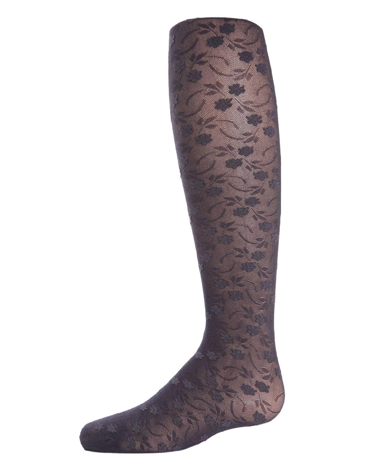 MeMoi Sweet Blossoms Sheer Tights for Girls, Ultra Soft and Lightweight Floral Lace Girls Tights - Sizes 2-14