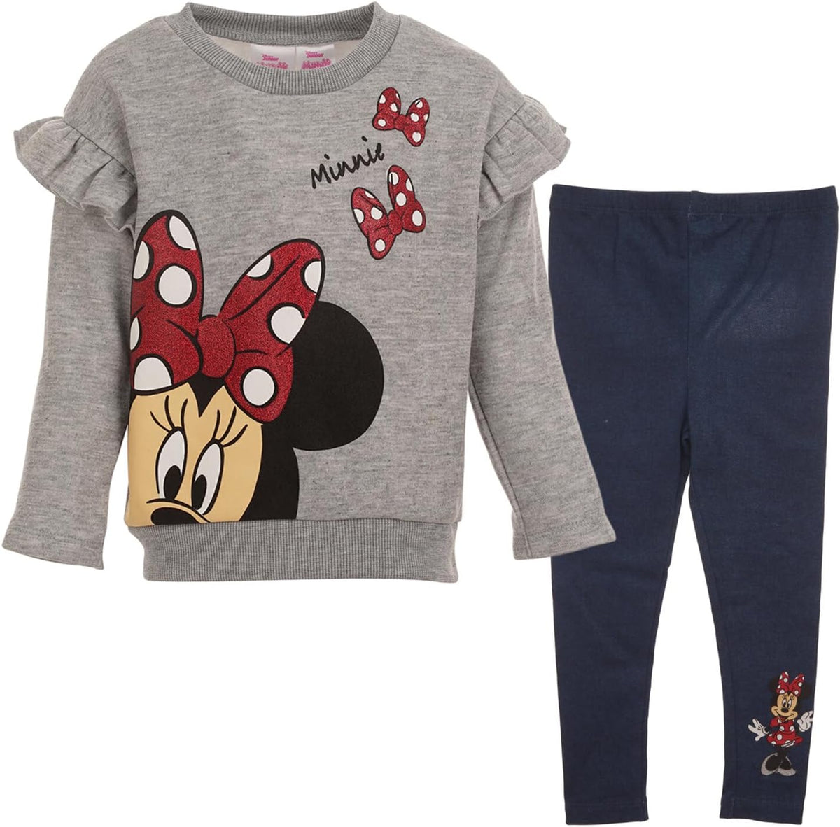 Disney Minnie Mouse Fleece Sweatshirt and Leggings Outfit Set Infant to Big Kid Sizes (12 Months - 14-16)