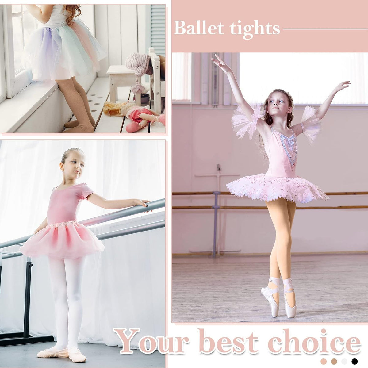 Janmercy 8 Pair Girls Ballet Tights Convertible Leggings