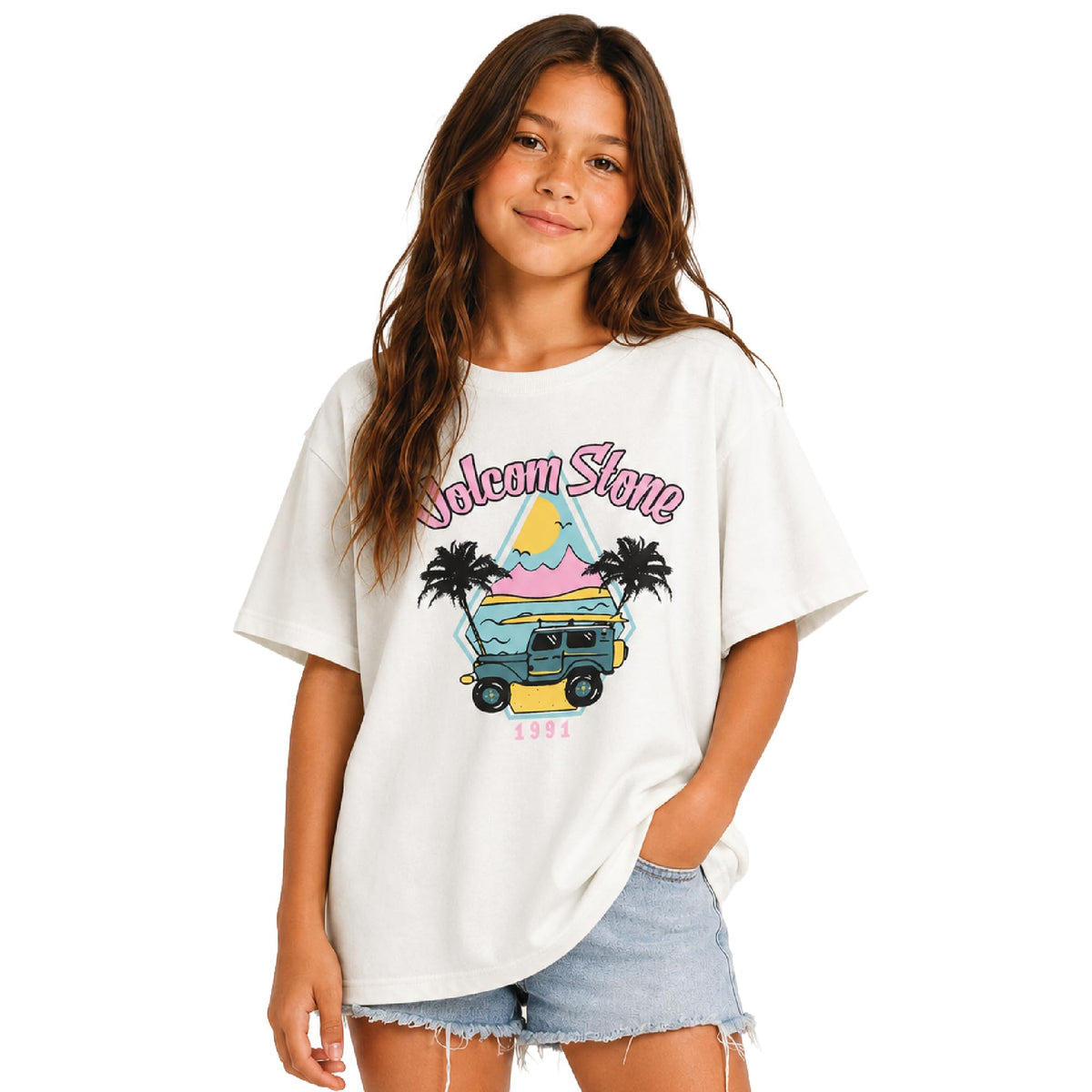 Volcom Girls Crewneck Graphic Tee, Short Sleeve Casual Top