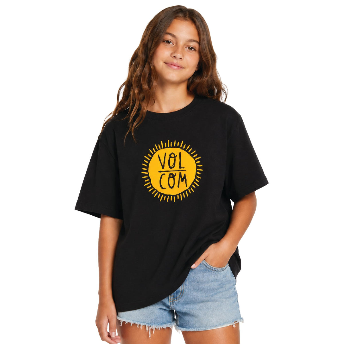 Volcom Girls Crewneck Graphic Tee, Short Sleeve Casual Top