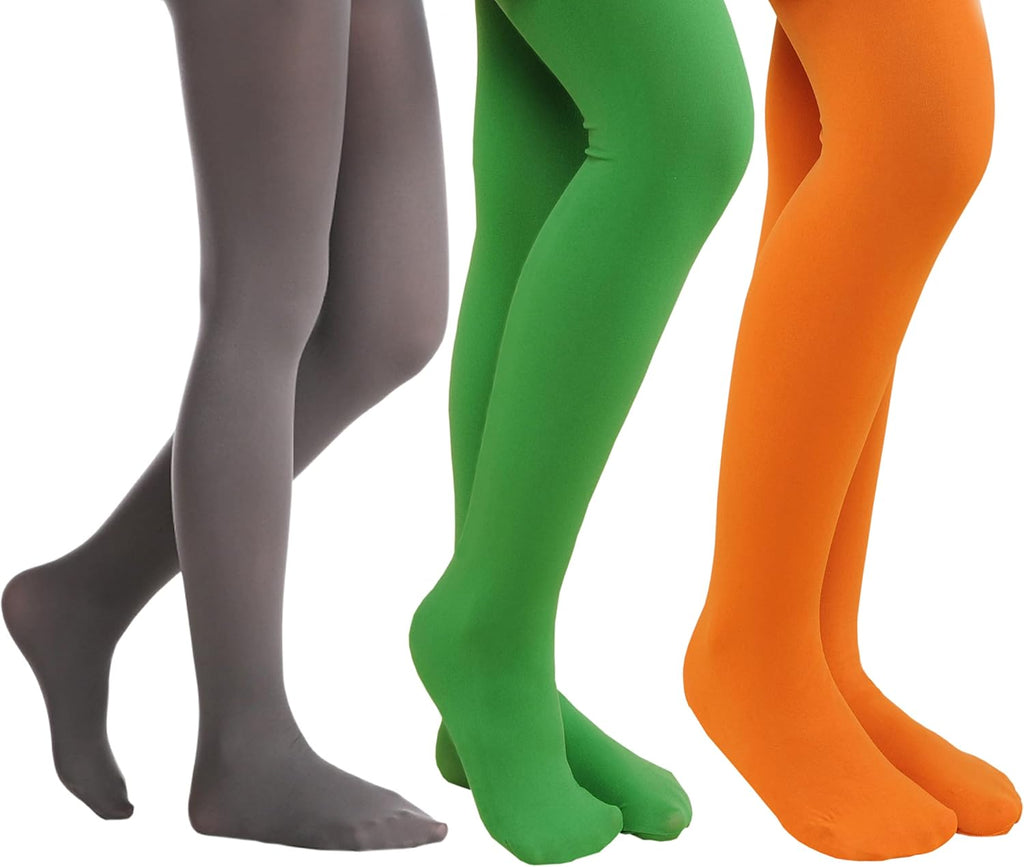 EVERSWE 3 Pairs Pack Girls Microfiber Tights Multiple Colors