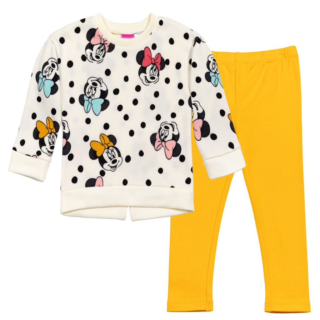 Disney Minnie Mouse Fleece Sweatshirt and Leggings Outfit Set Infant to Big Kid Sizes (12 Months - 14-16)