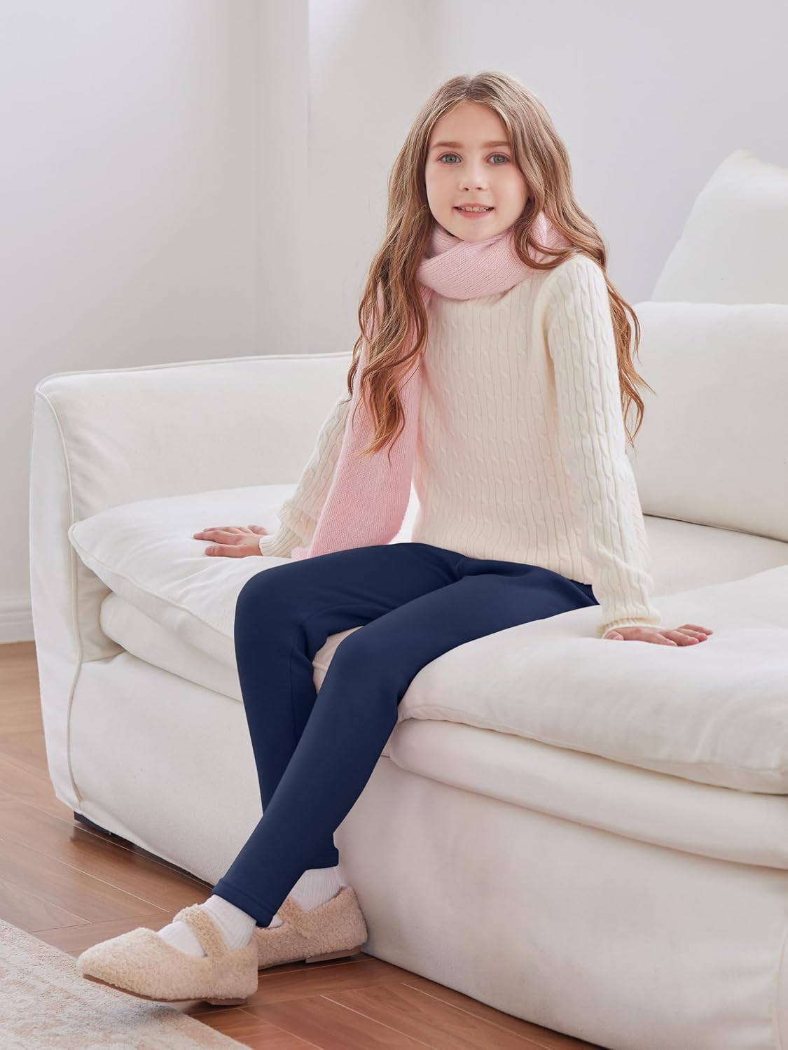 Girls Fleece Lined Leggings Cotton Kids Winter Warm Leggings Thick Thermal Tights Pants