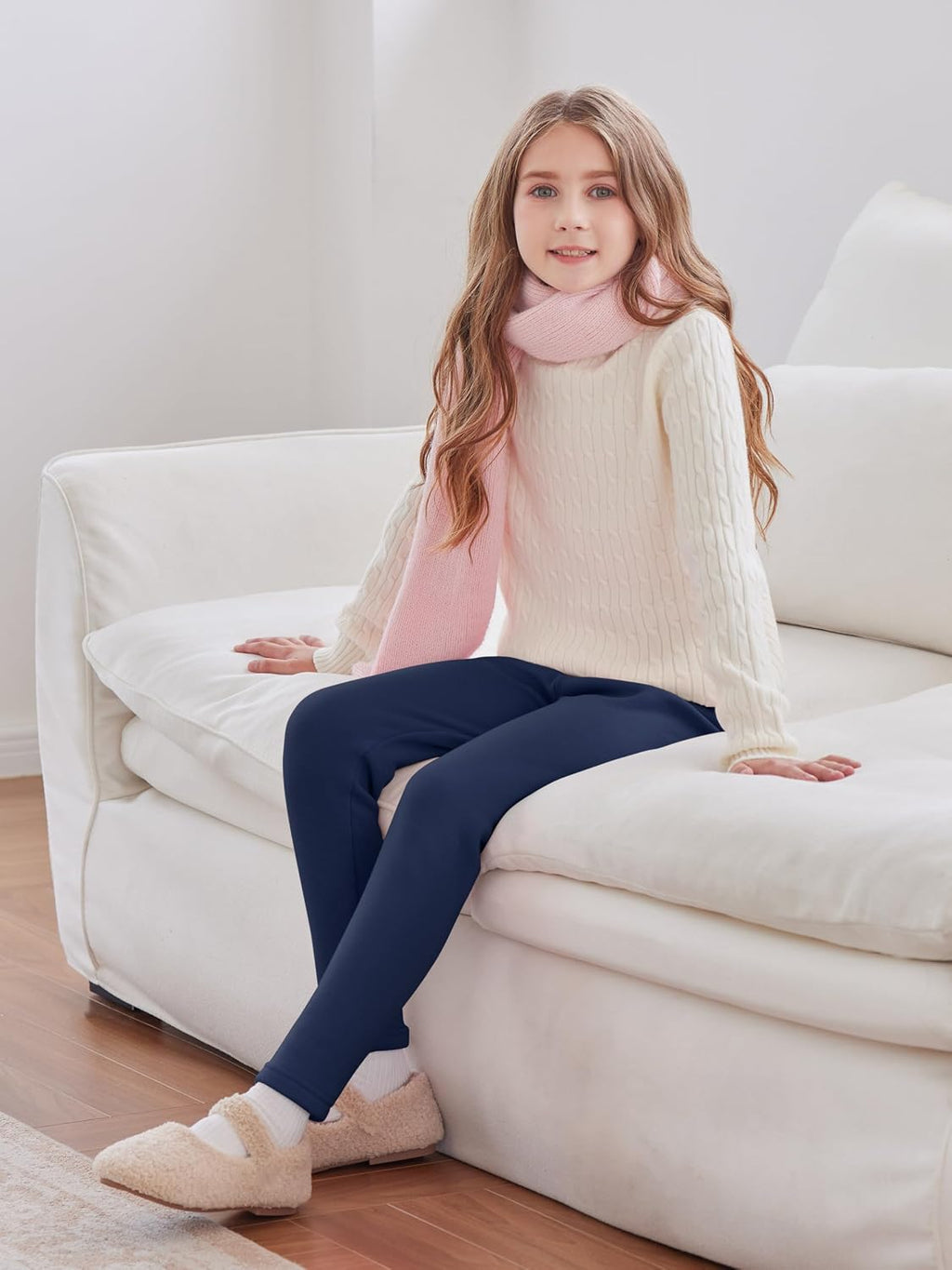 Girls Fleece Lined Leggings Cotton Kids Winter Warm Leggings Thick Thermal Tights Pants