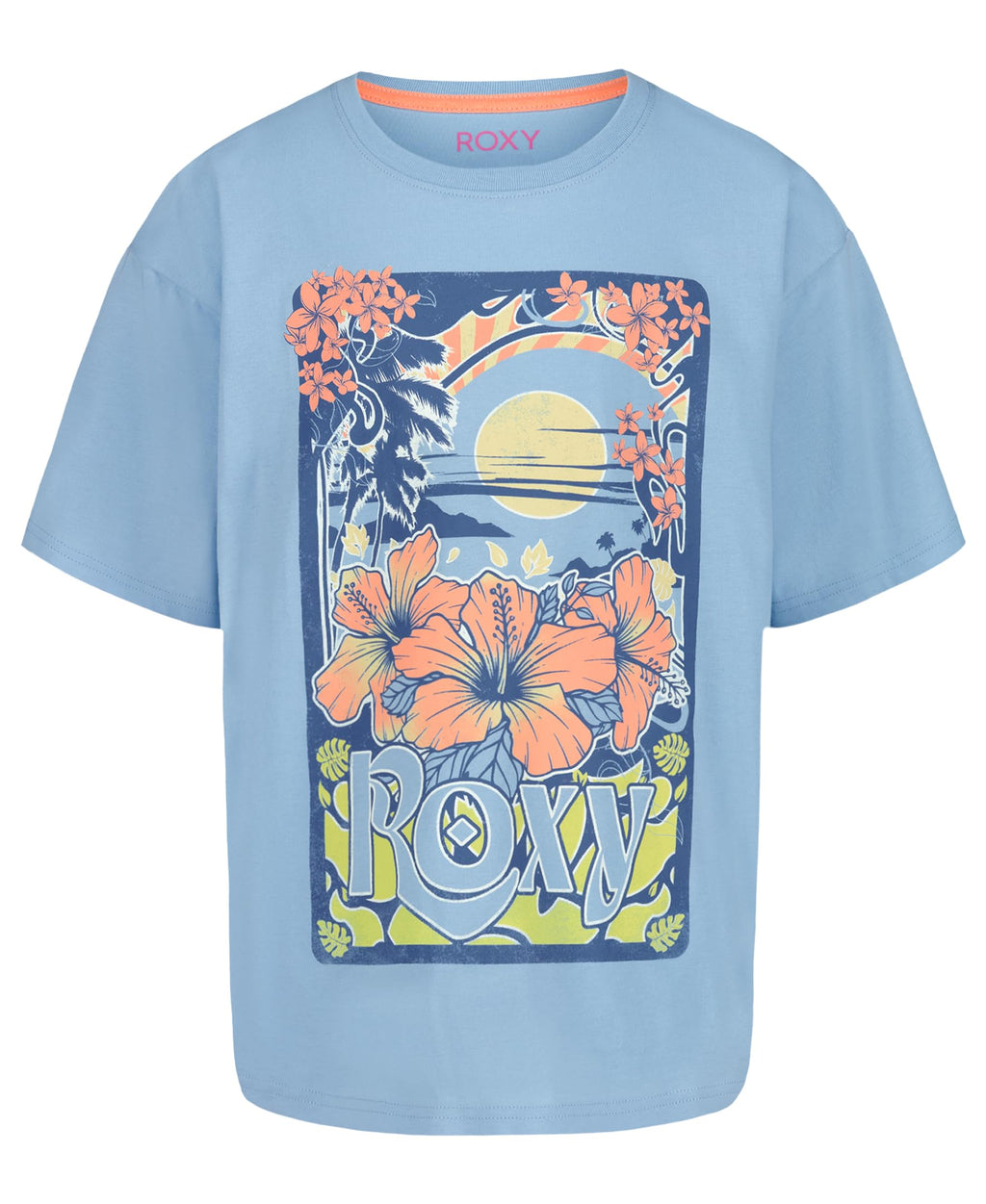 Roxy Girls' Short Sleeve Oversized Fit Logo Tee, Crew Neck Graphic T-Shirt, Soft & Comfortable