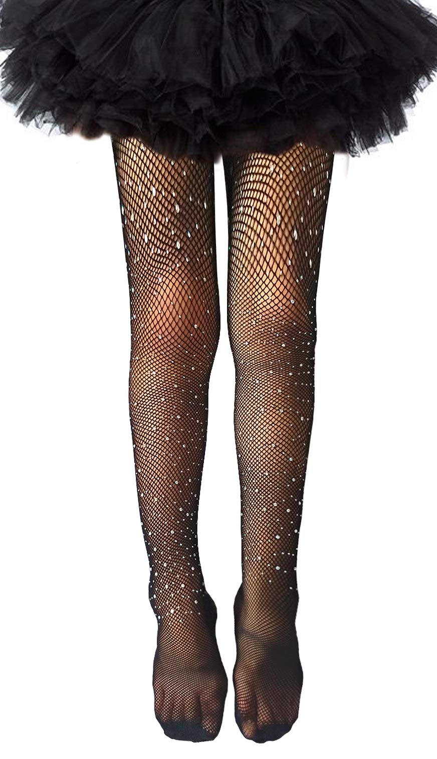 LUCKELF Girls Tights Children's Fishnet Tight 12 Colors Sparkle Rhinestone Hollow Out Pantyhose