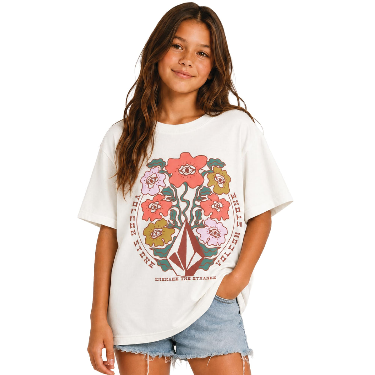 Volcom Girls Crewneck Graphic Tee, Short Sleeve Casual Top