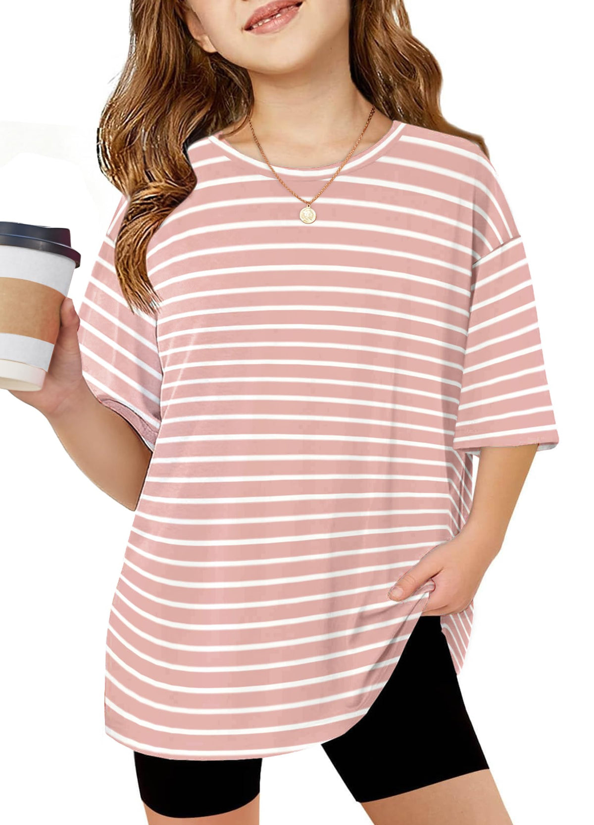 Arshiner Girls T Shirts Oversized Kids Summer Tops Casual Soft Basic Tees
