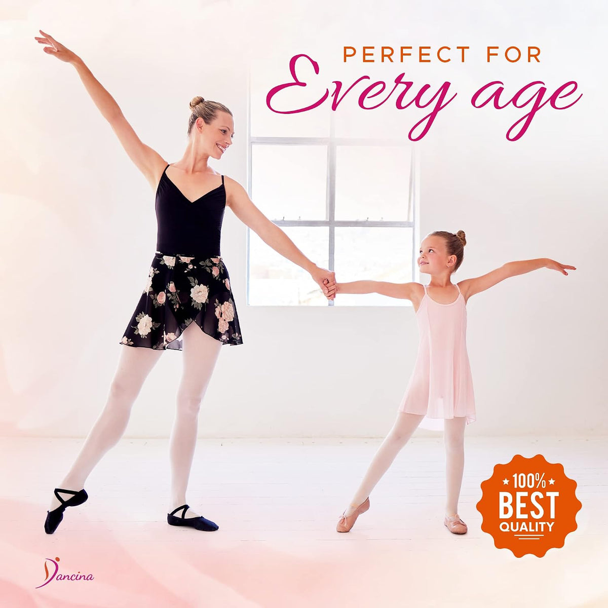 Dancina Girls Ballet Dance Tights Footed, Toddler to Teen Ages 2-14