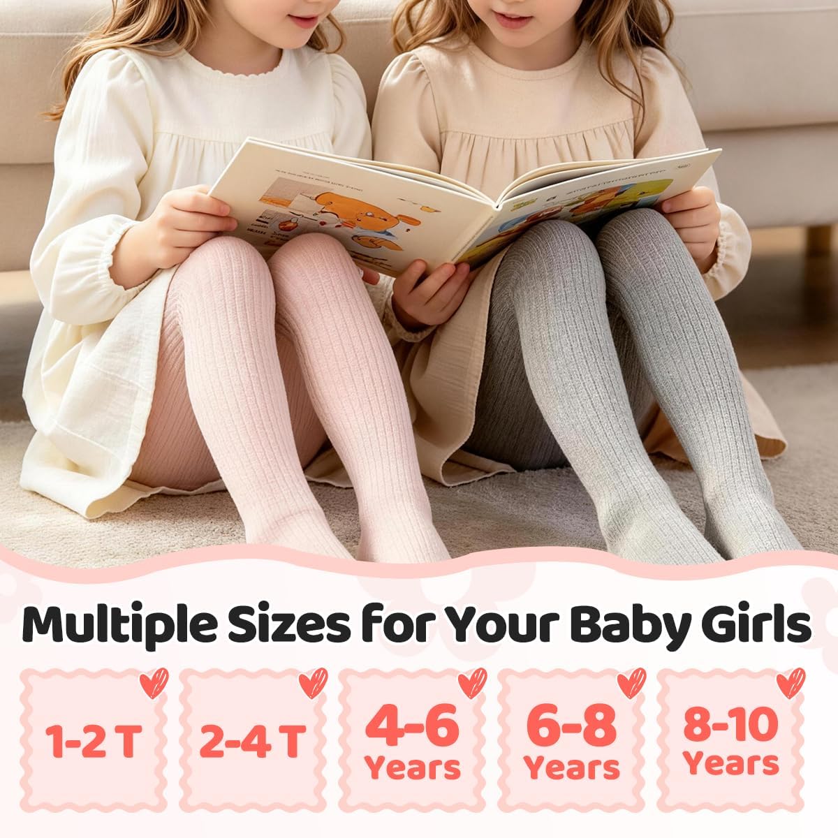 vanberfia Knit Baby Girls Tights: Cable Knit Cotton Warm Footed Leggings