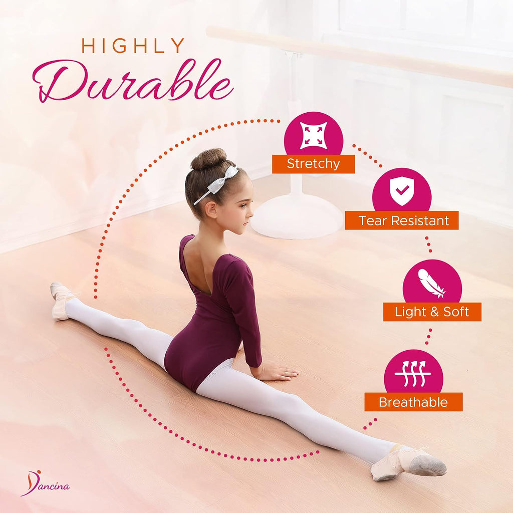 Dancina Girls Ballet Dance Tights Footed, Toddler to Teen Ages 2-14