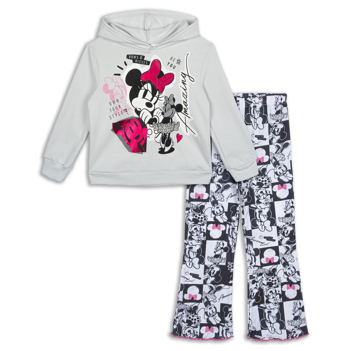 Disney Minnie Mouse Girls' 2-Piece Fleece Hoodie and Leggings Set