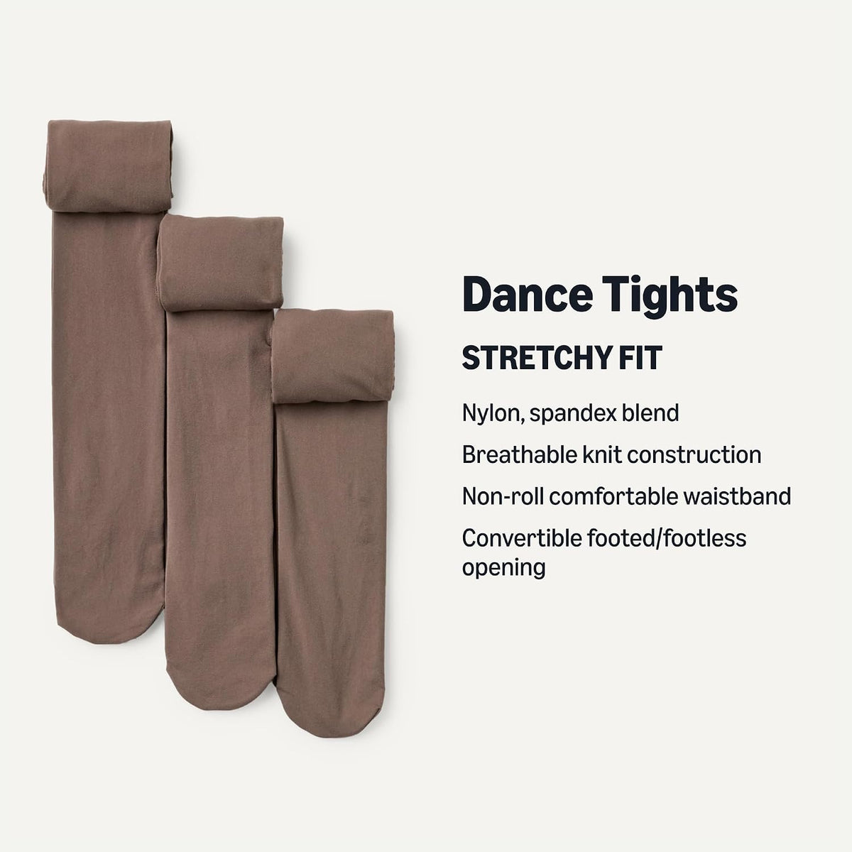 Amazon Essentials Girls' Dance Transition Tights, Pack of 3