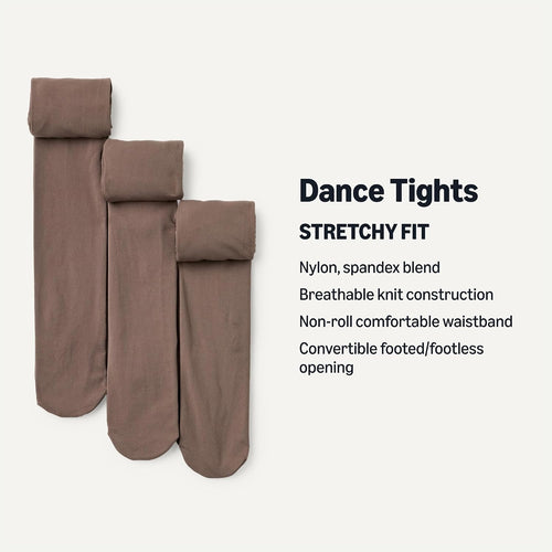 Amazon Essentials Girls' Dance Transition Tights, Pack of 3