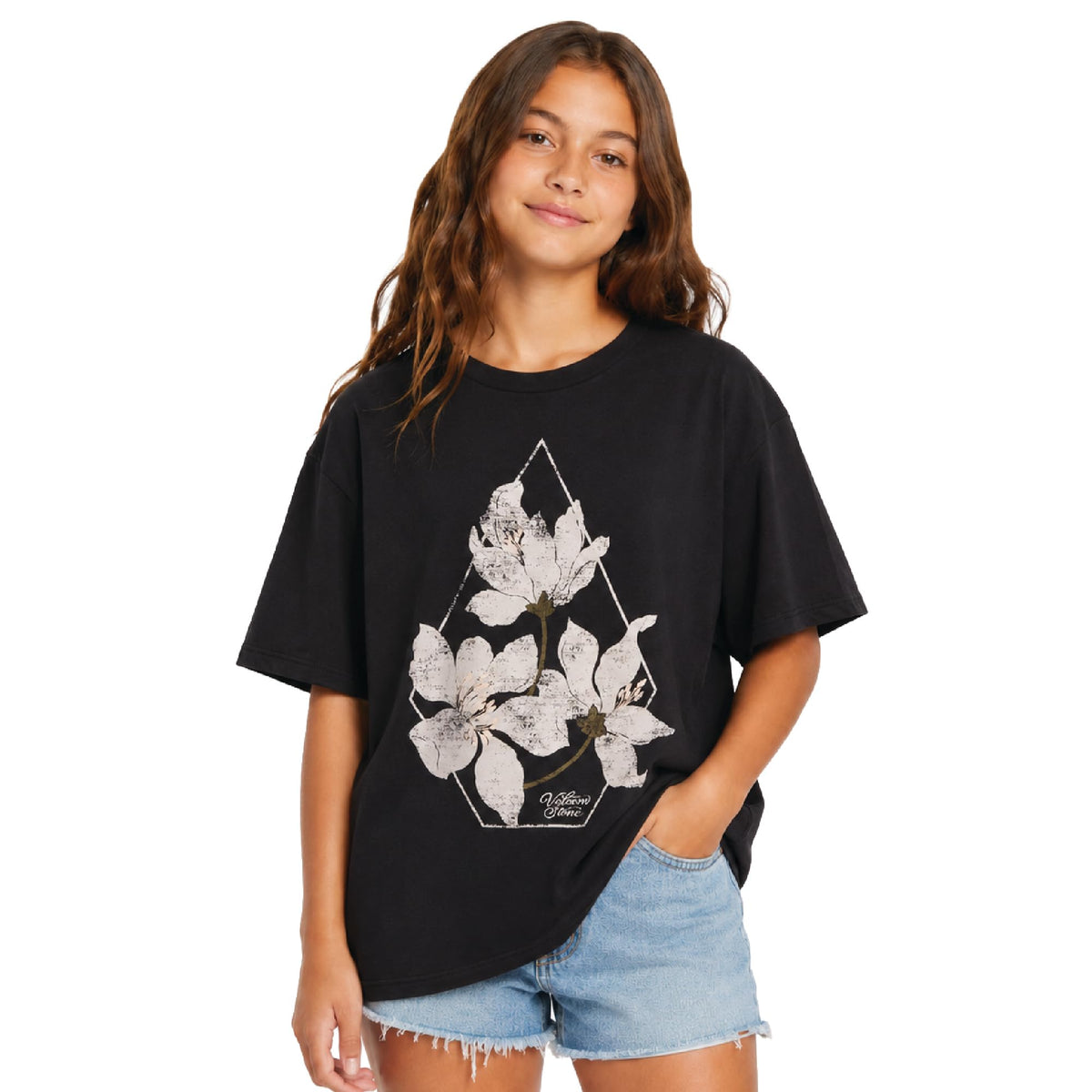 Volcom Girls Crewneck Graphic Tee, Short Sleeve Casual Top