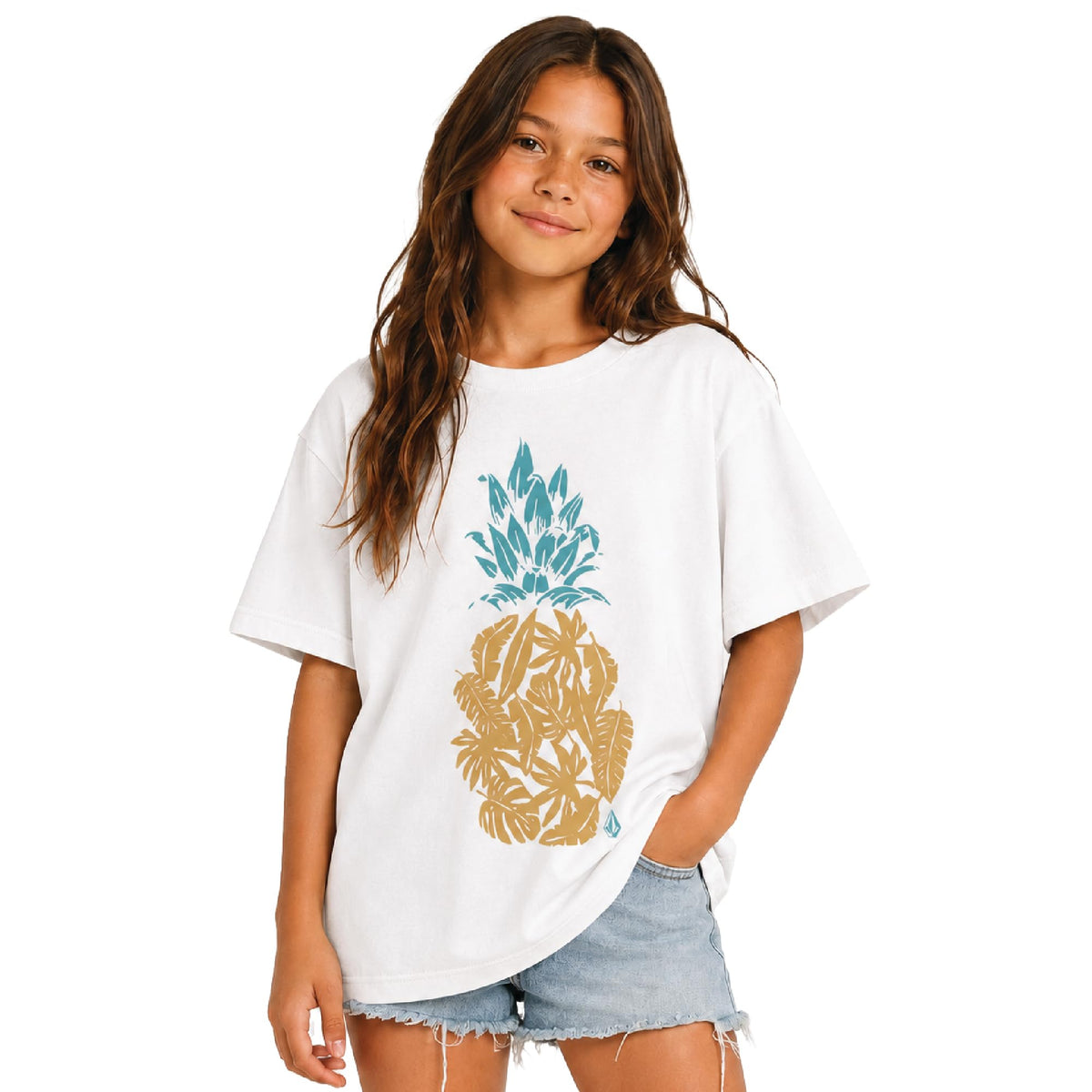 Volcom Girls Crewneck Graphic Tee, Short Sleeve Casual Top