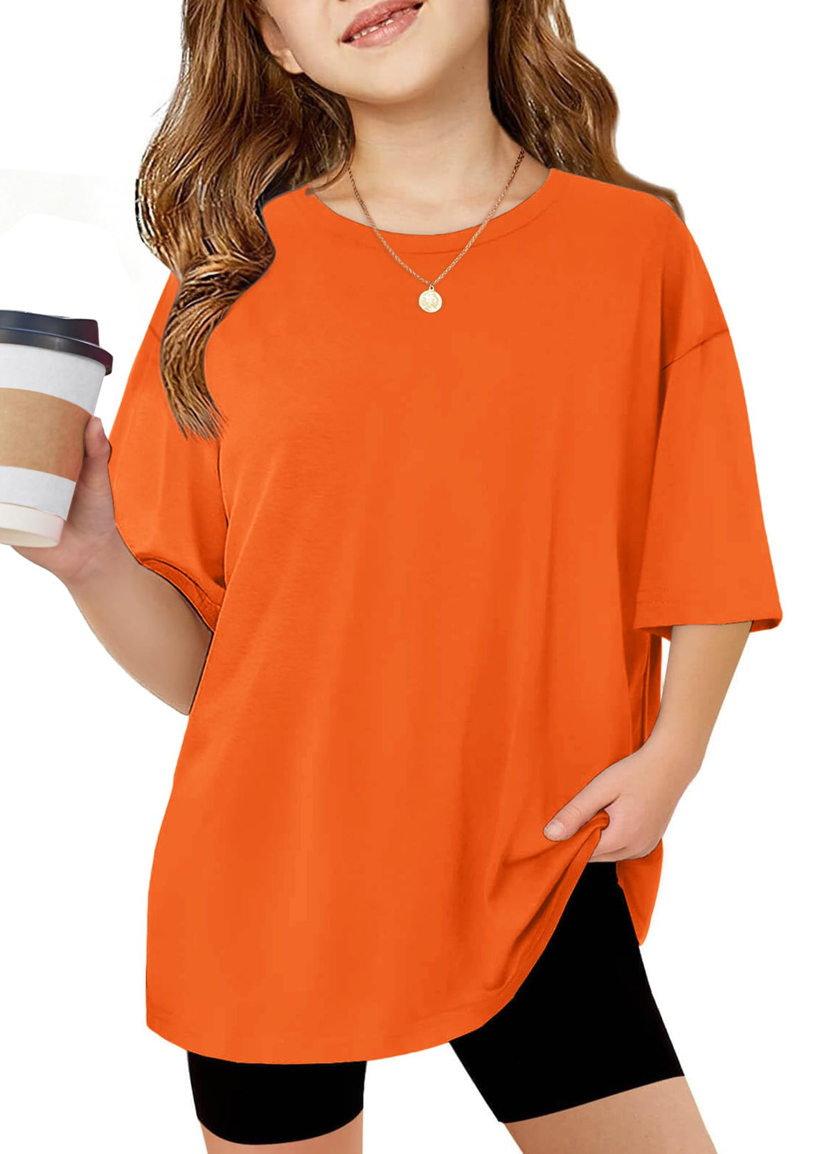 Arshiner Girls T Shirts Oversized Kids Summer Tops Casual Soft Basic Tees