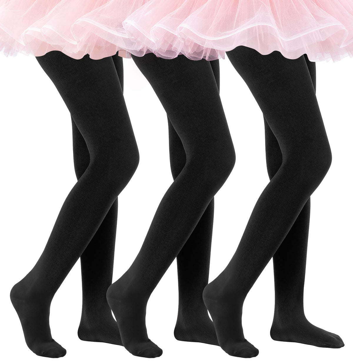 HONGTEYA 3 Pairs Girls Tights 90D Toddler Ballet Dance Leggings Stockings