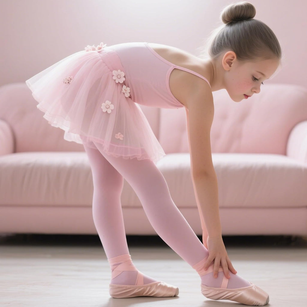 Dxhycc 3 Pack Girls Ballet Tights Soft Elastic Footed Dance Tights for Toddler Girls Ballet School Uniform