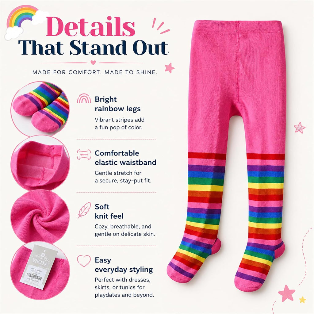 VIKITA Girls tights Cotton Leggings in Spring fall winter stripe socks for girls 3-8 years