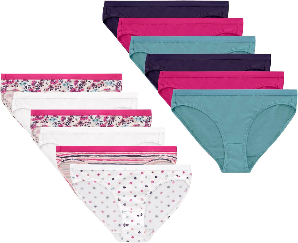 Hanes Girls' And Toddlers Underwear, Stretch Cotton Panties, 12-pack, Briefs, Bikini and Hipsters for Girls
