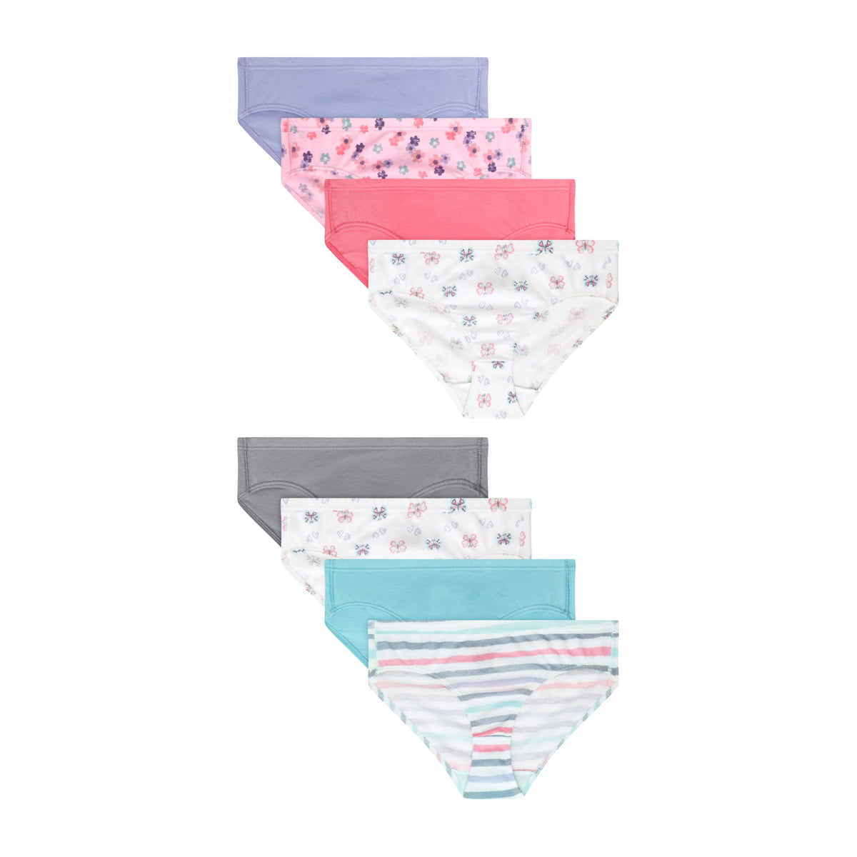 Hanes Girls' And Toddler Organic Underwear, Brief & Hipster, 8-pack, Pure Comfort Organic 100% Cotton Panties