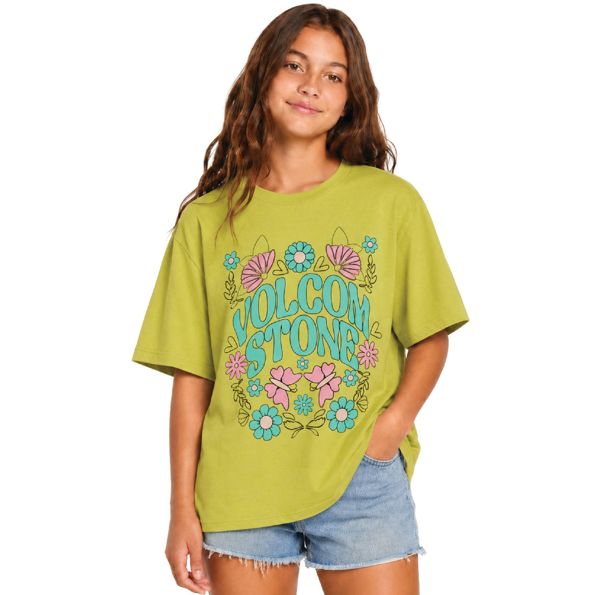 Volcom Girls Crewneck Graphic Tee, Short Sleeve Casual Top