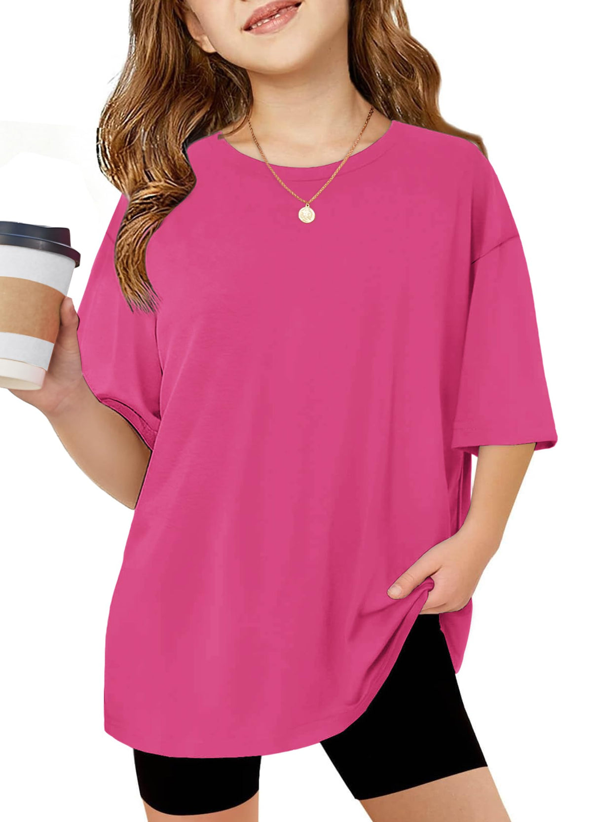 Arshiner Girls T Shirts Oversized Kids Summer Tops Casual Soft Basic Tees